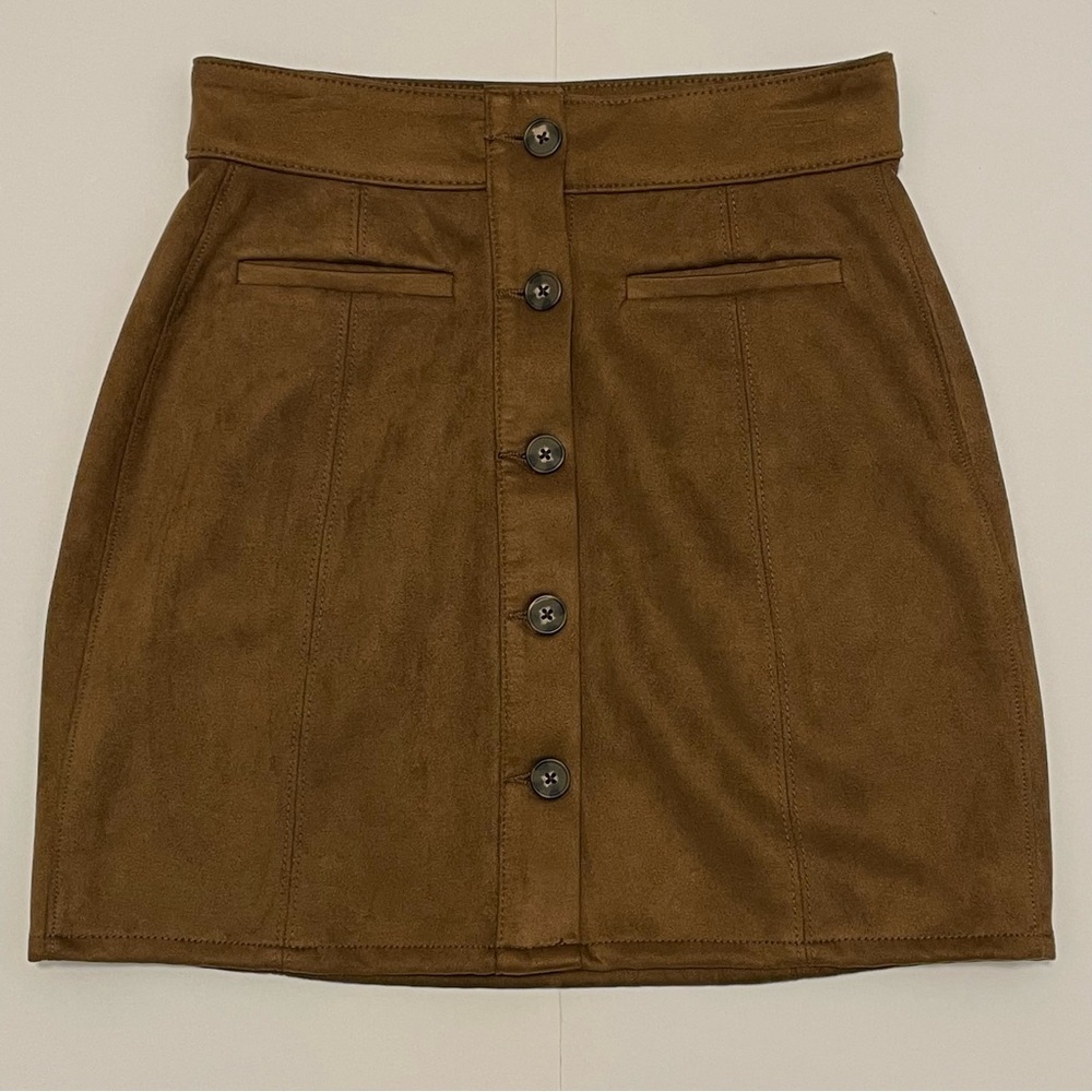 Maurice’s Faux Suede Button-Front Women’s Mini Skirt Brown Size 6
